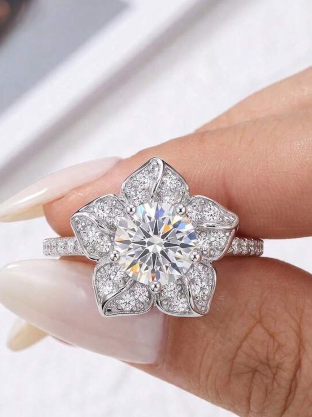 $8 Each Or Bundle 5/$20 Sparkling Floral Halo Ring in Silver